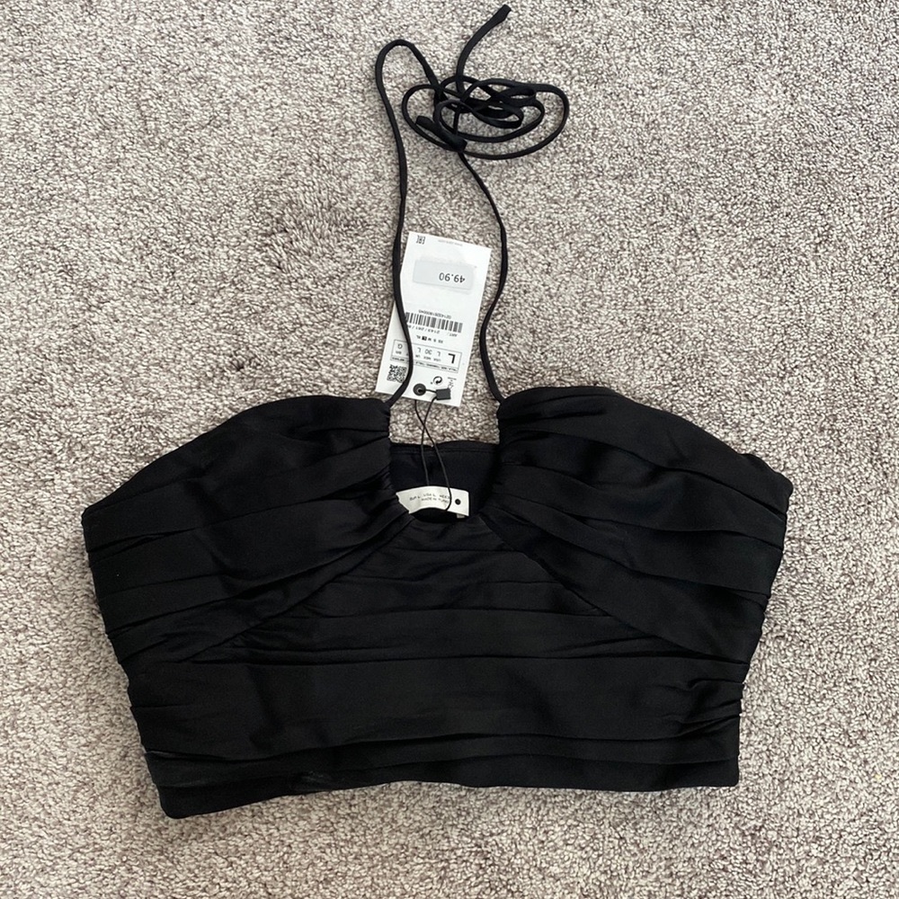 NWT Zara satin halter crop top, size Large